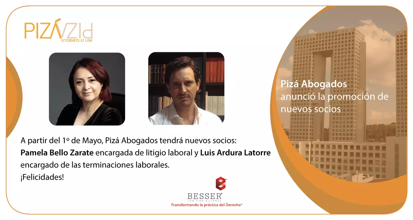 Pizá Abogados, socio experto en la práctica de Derecho Laboral, anunció la promoción de nuevos socios